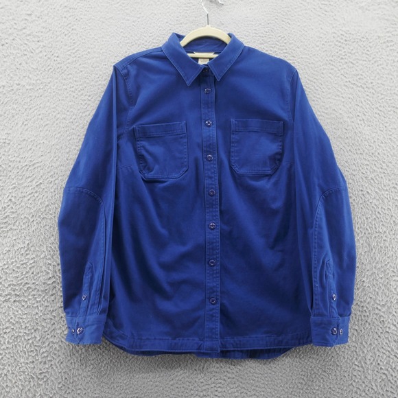 Duluth Trading Womens‎ Blue Ridge Moleskin Shirt Shacket Large Blue Stretch - Picture 1 of 12